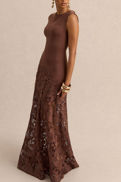 Sleeveless Lace A-Line Maxi Dress