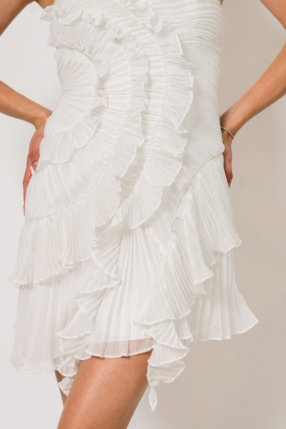 Chiffon Halter Tiered Mini Dress