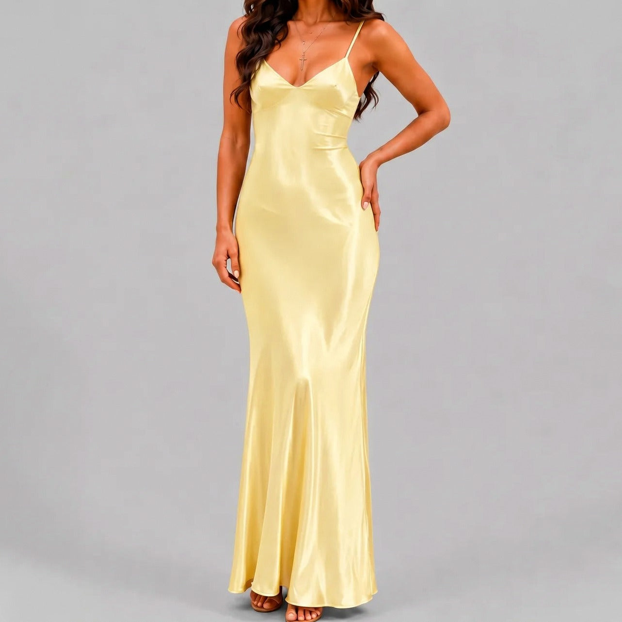 Satin Spaghetti Strap Slip Dress