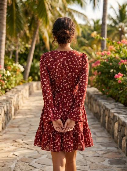 Floral Long Sleeve Mini Dress