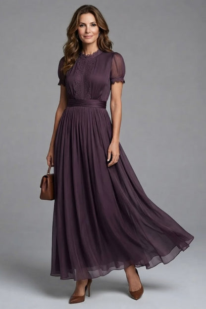 Chiffon Puff Sleeve Maxi Dress