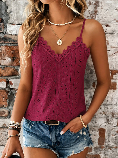 Eyelet Lace Trim V-Neck Camisole