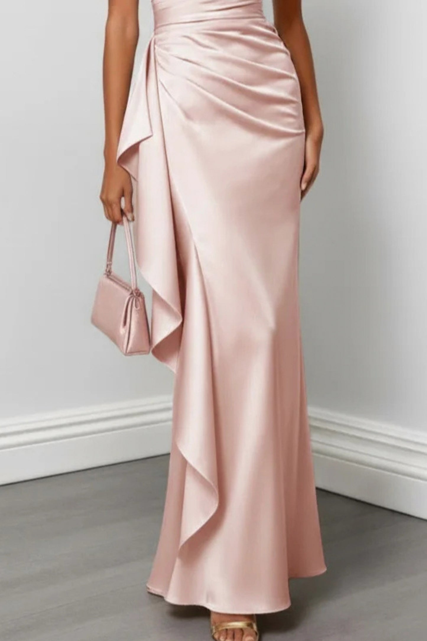 Satin One Shoulder Maxi Dress