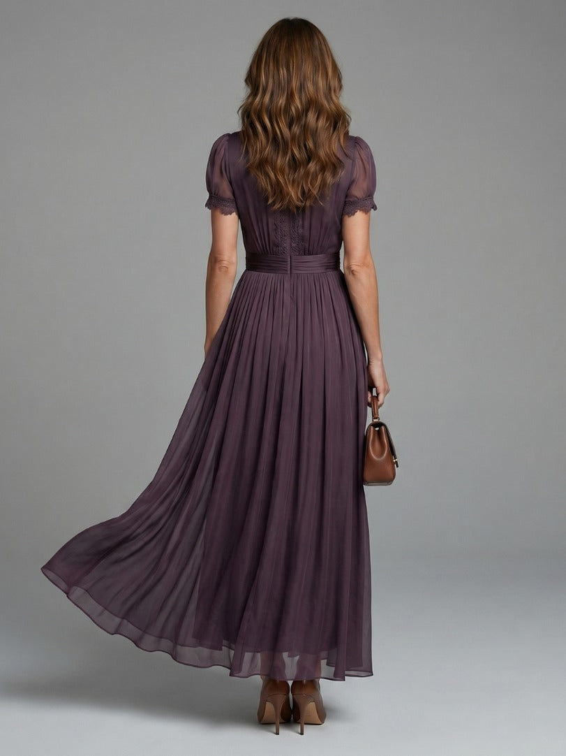 Chiffon Puff Sleeve Maxi Dress