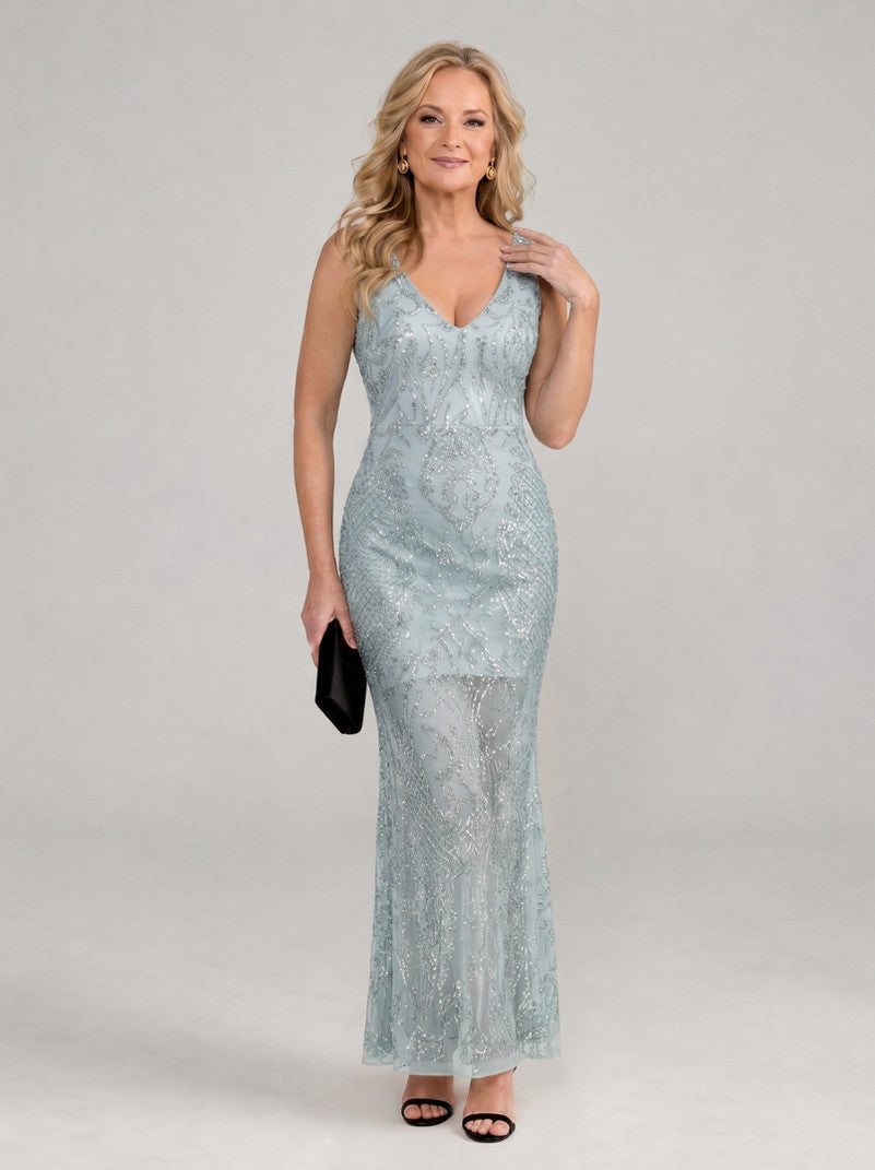 Sequin V-Neck Maxi Dress