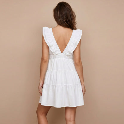 Poplin Tiered Babydoll Mini Sundress