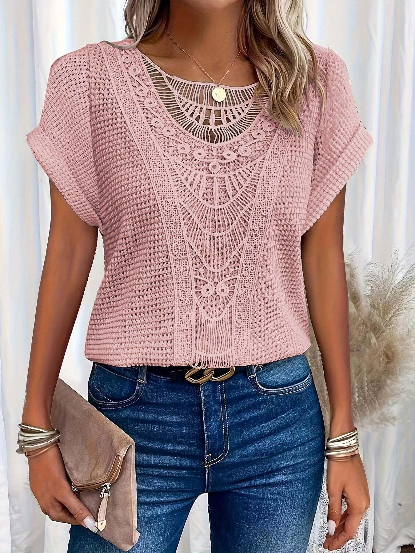 Knit Crochet Panel Top