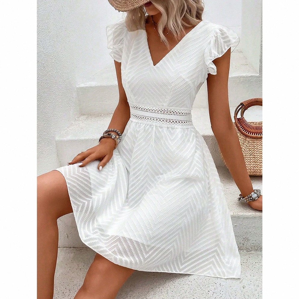 Chiffon Flutter Sleeve Mini Dress
