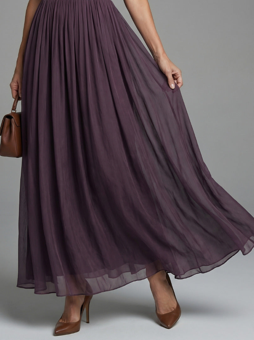 Chiffon Puff Sleeve Maxi Dress