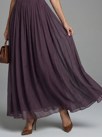 Chiffon Puff Sleeve Maxi Dress