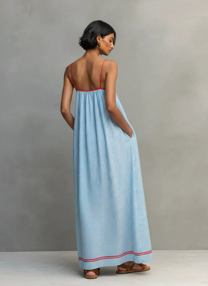 Striped Spaghetti Strap Maxi Sundress