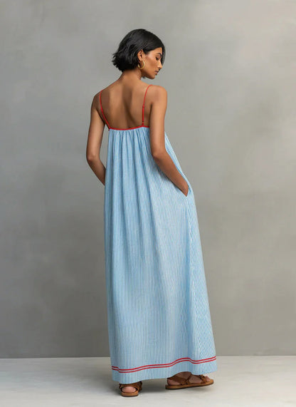 Striped Spaghetti Strap Maxi Sundress
