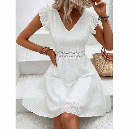 Chiffon Flutter Sleeve Mini Dress