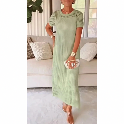 Crochet Short Sleeve Maxi Dress
