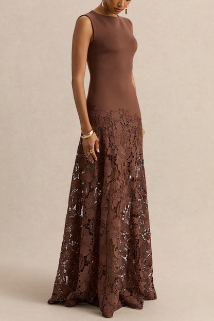 Sleeveless Lace A-Line Maxi Dress