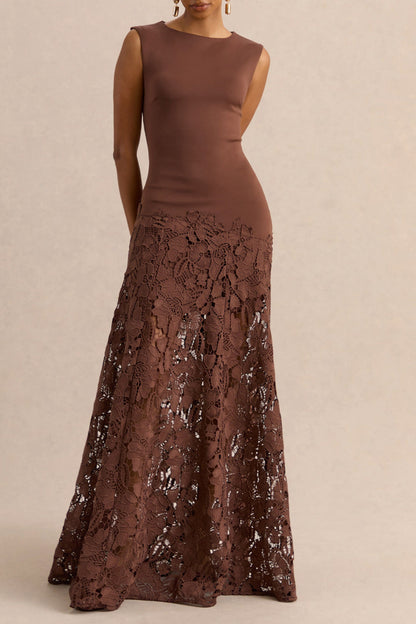 Sleeveless Lace A-Line Maxi Dress