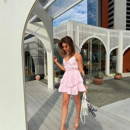 Tiered Button Front Mini Sundress