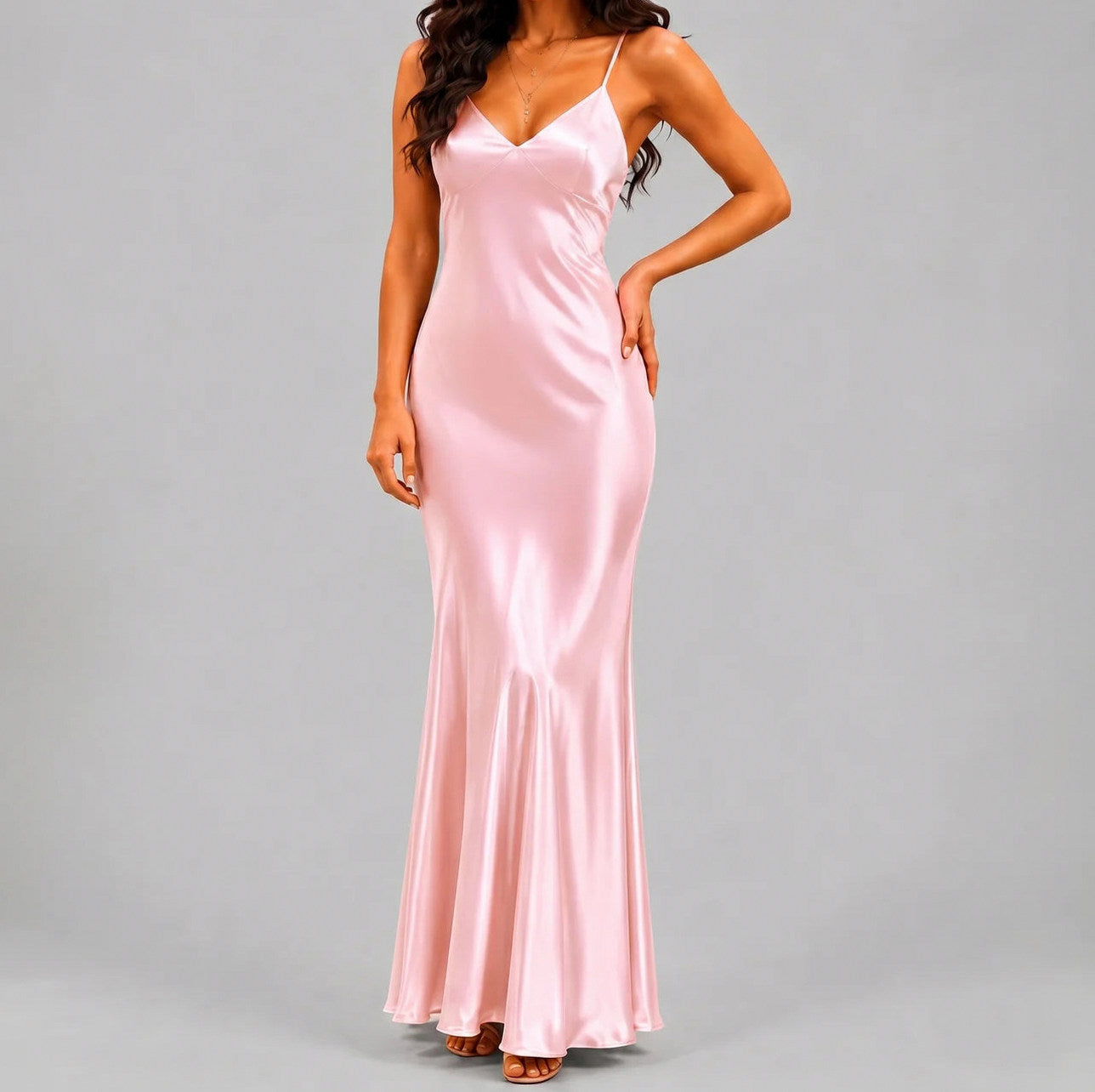 Satin Spaghetti Strap Slip Dress