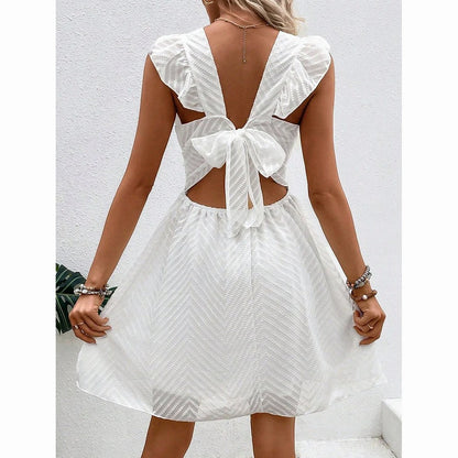 Chiffon Flutter Sleeve Mini Dress