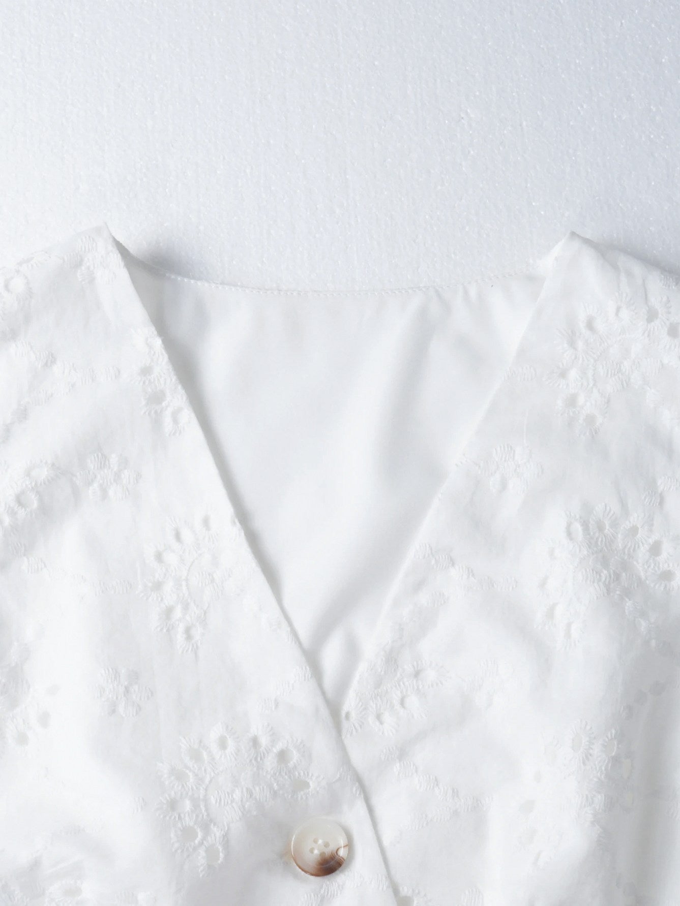 Eyelet Asymmetrical Button Front Top