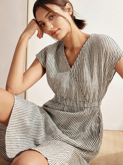 Striped Linen Midi Dress