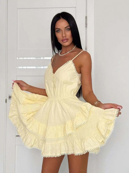 Tiered Button Front Mini Sundress