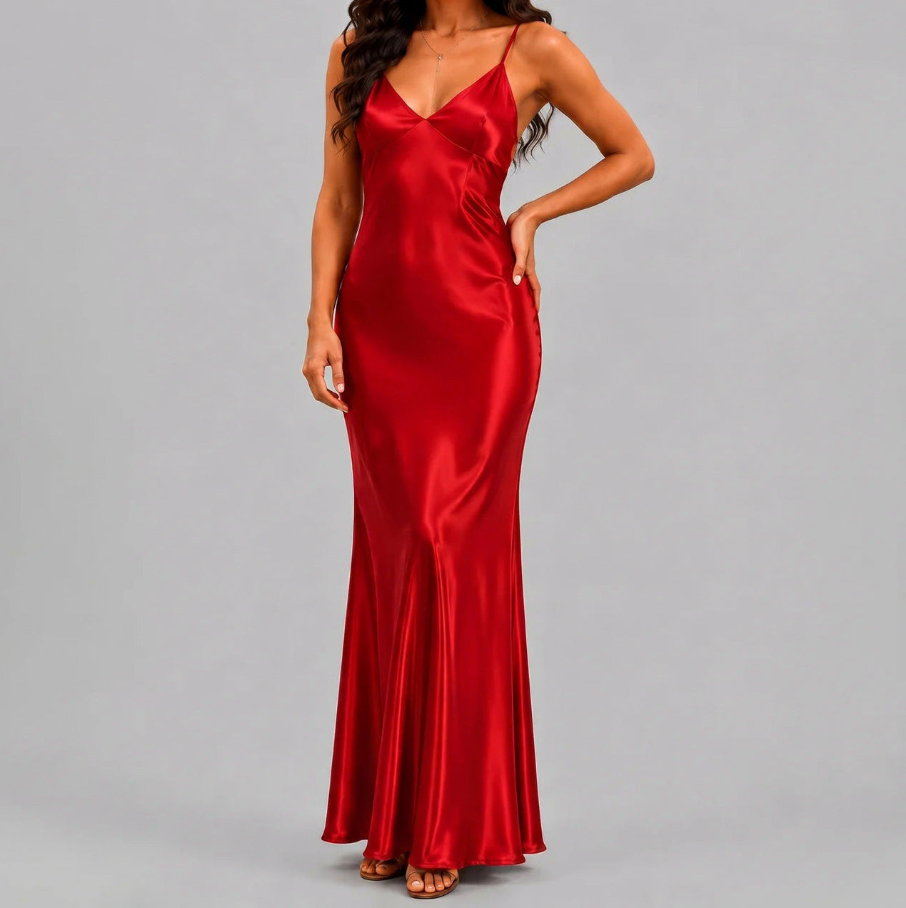 Satin Spaghetti Strap Slip Dress