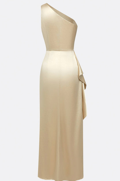 Satin One Shoulder Maxi Dress