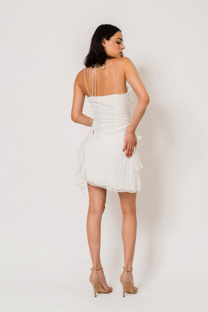 Chiffon Halter Tiered Mini Dress