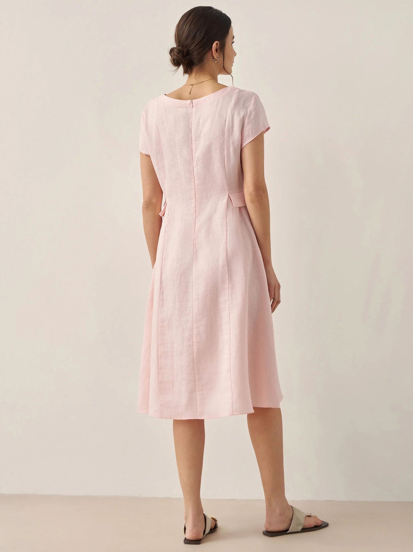 Linen A-Line Midi Dress