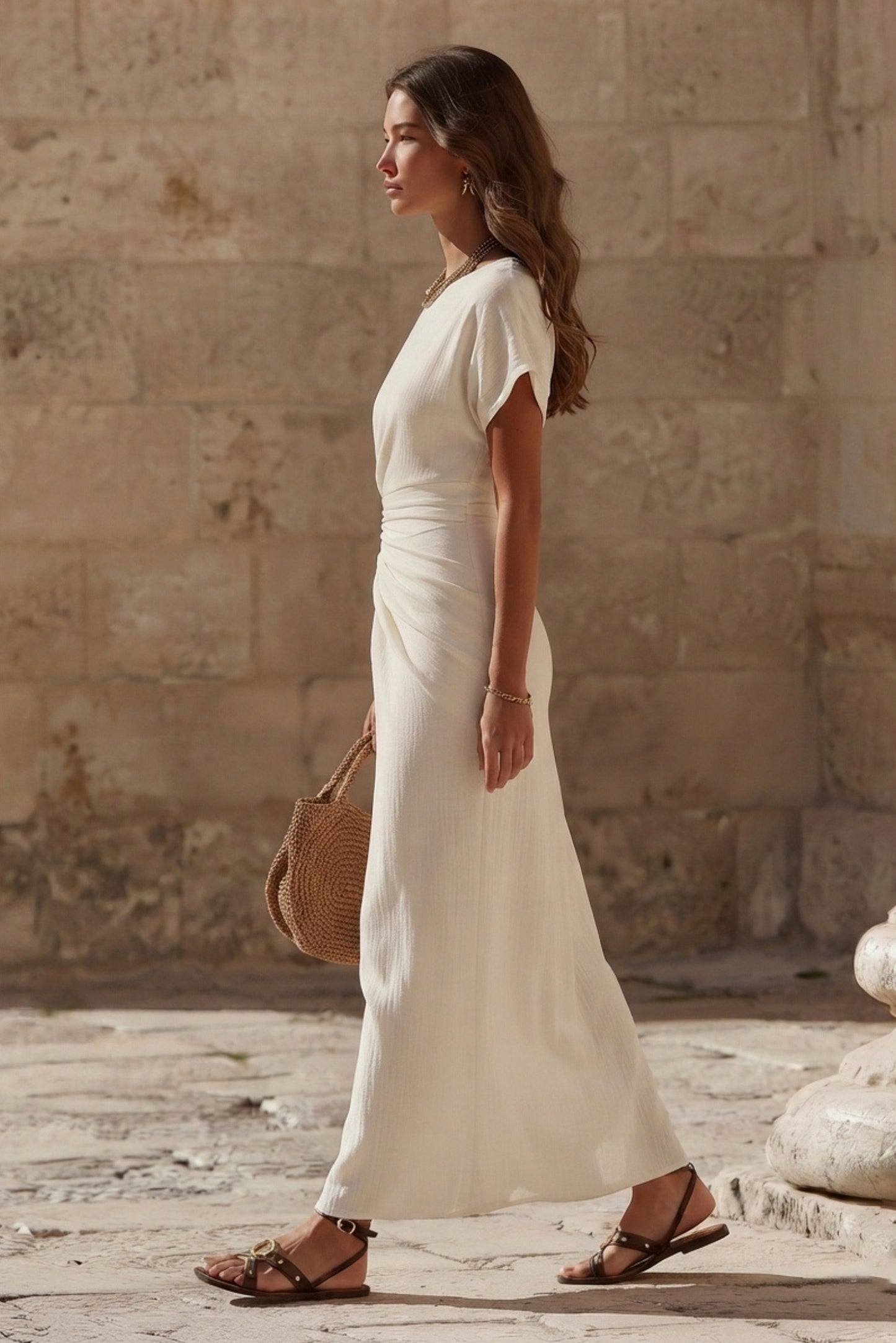 Gauze Cap Sleeve Maxi Dress
