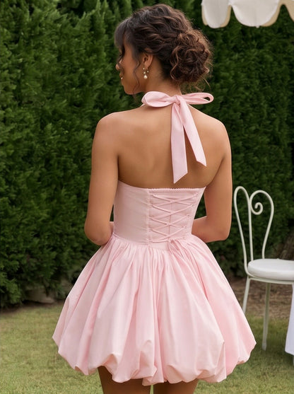 Crepe Corset Bubble Mini Dress