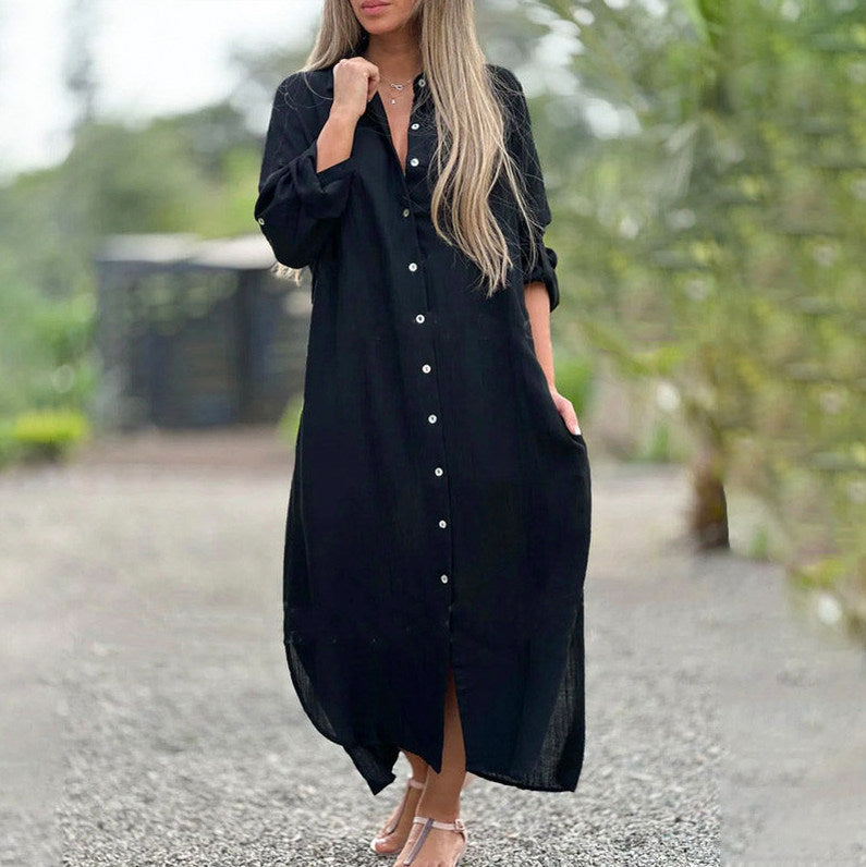 Gauze Button Front Shirt Dress