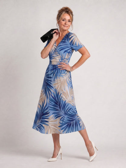 Floral Short Sleeve Midi Dress