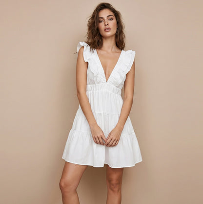 Poplin Tiered Babydoll Mini Sundress