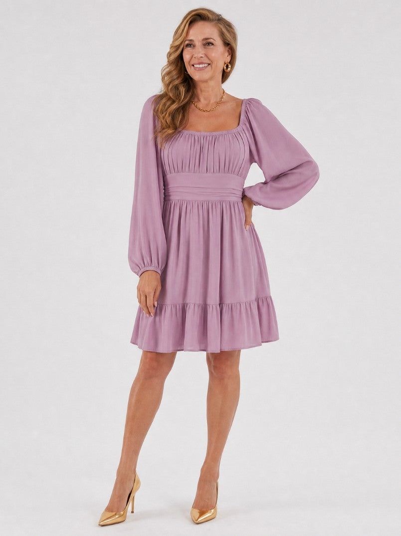 Chiffon Square Neck Mini Dress