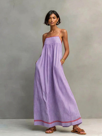 Striped Spaghetti Strap Maxi Sundress