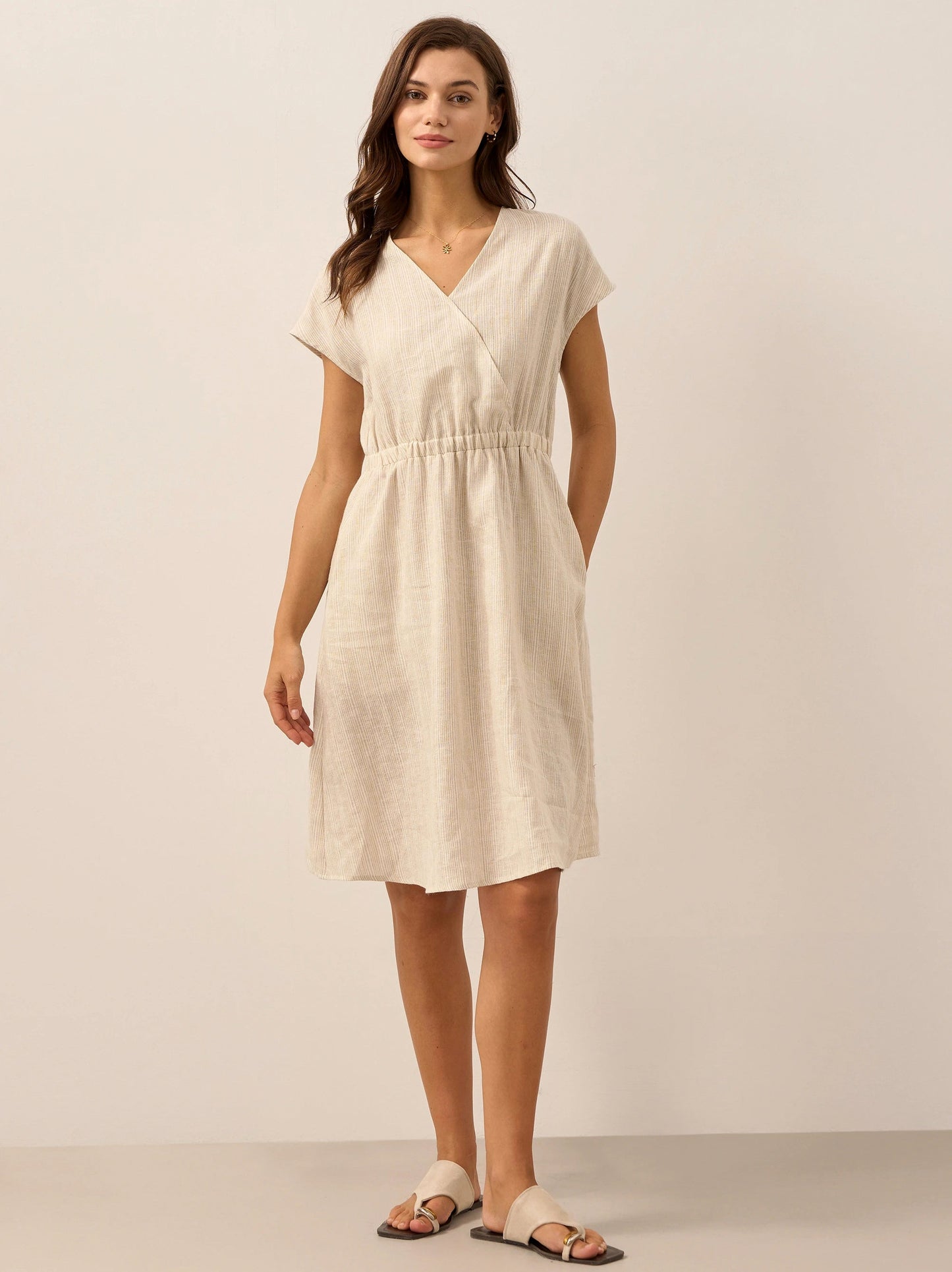 Striped Linen Midi Dress
