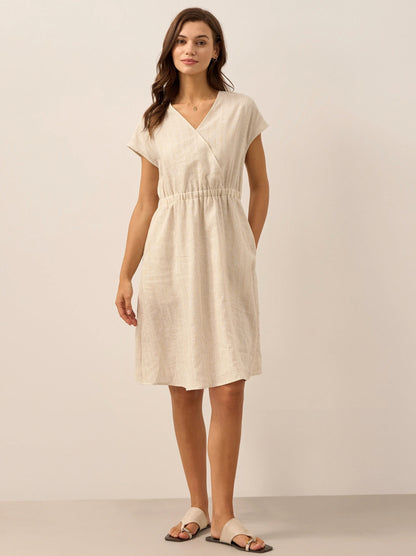 Striped Linen Midi Dress