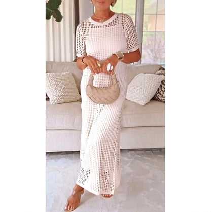Crochet Short Sleeve Maxi Dress