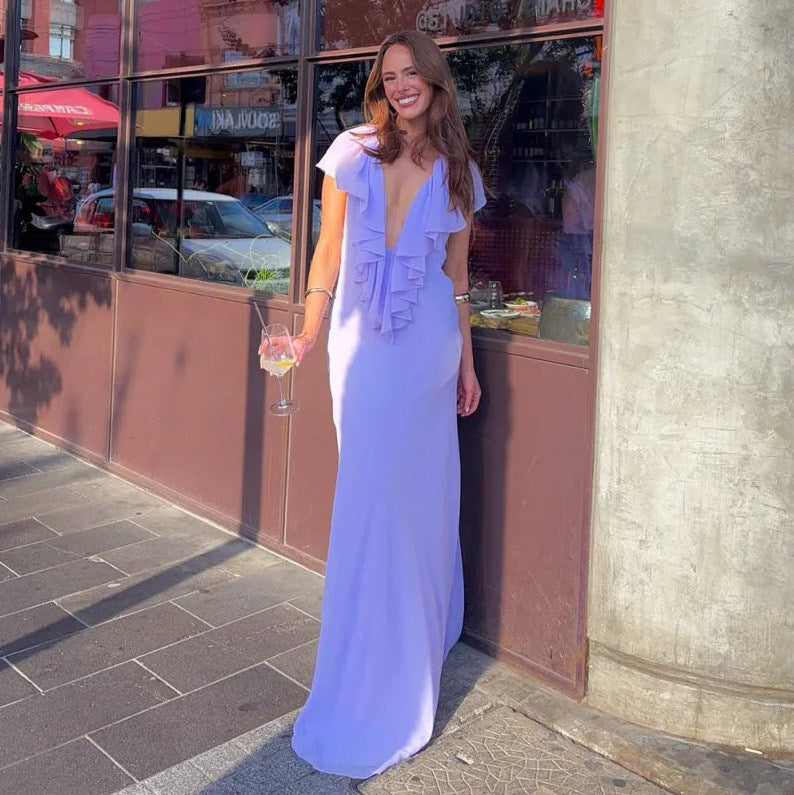 Chiffon V-Neck Sleeveless Maxi Dress