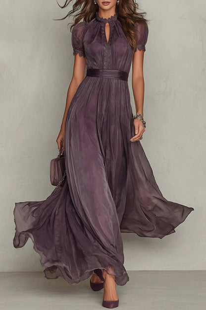 Chiffon Puff Sleeve Maxi Dress