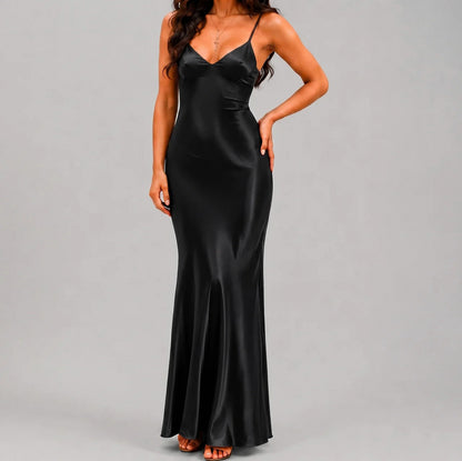 Satin Spaghetti Strap Slip Dress
