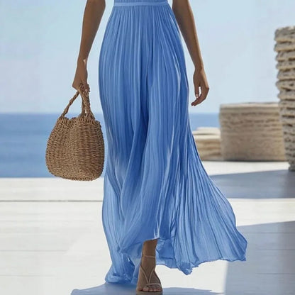 Pleated Halter Maxi Dress