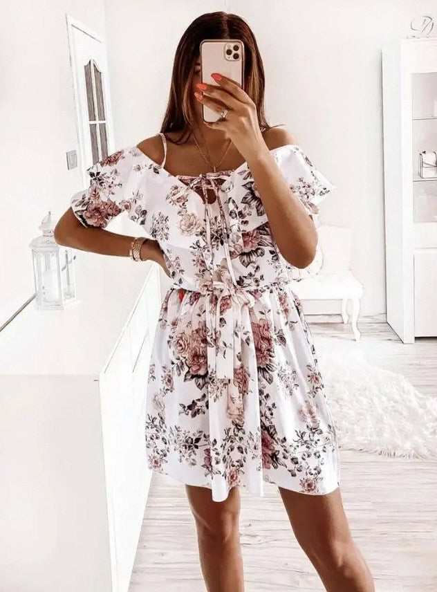 Floral Cold Shoulder Mini Sundress