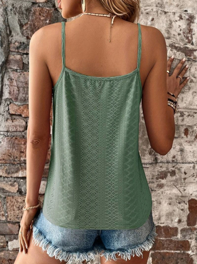 Eyelet Lace Trim V-Neck Camisole
