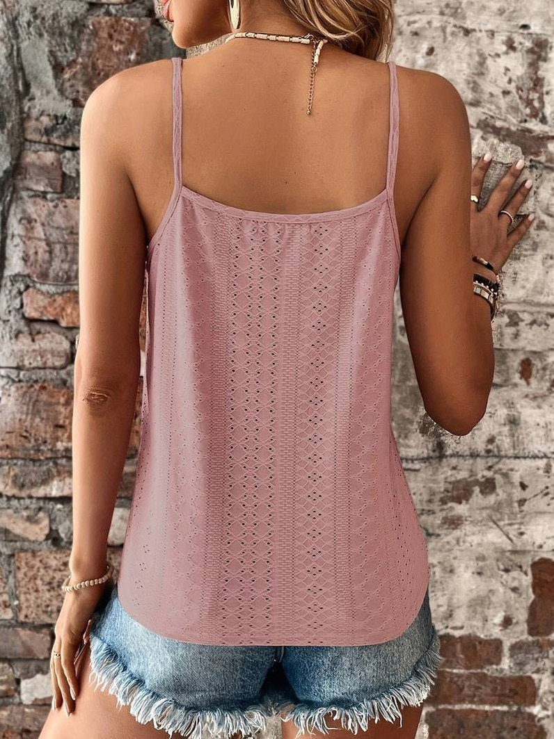 Eyelet Lace Trim V-Neck Camisole