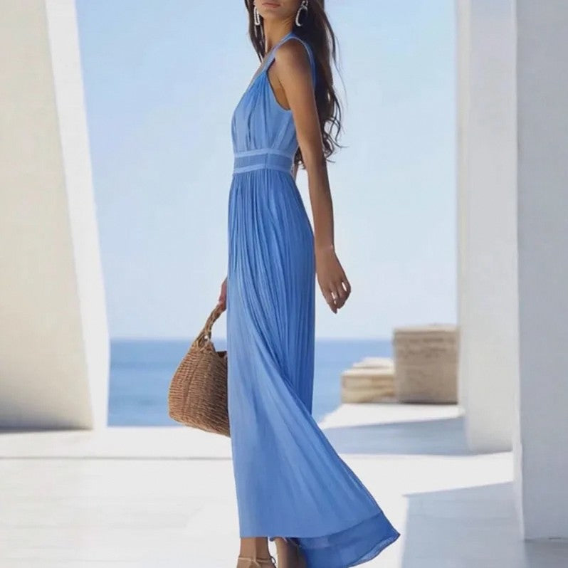 Pleated Halter Maxi Dress