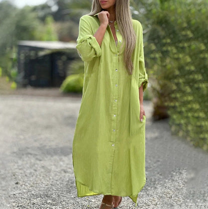 Gauze Button Front Shirt Dress