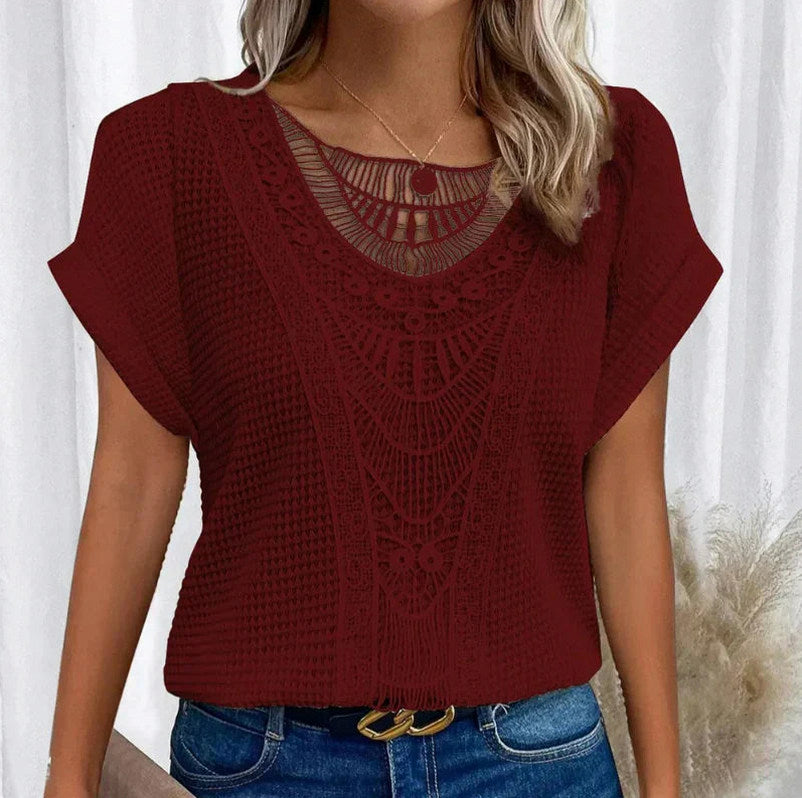 Knit Crochet Panel Top